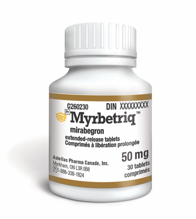 Myrbetriq® tablet bottle with DIN on label