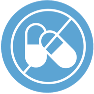 Icon of two pills with a line striking through them